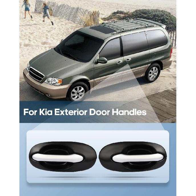 ECCPP Exterior Door Handles 2002-2005 for Kia for Sedona Outer Replacement Rear Driver Left Passenger Right Door Handles 2 PCS Chrome/Black