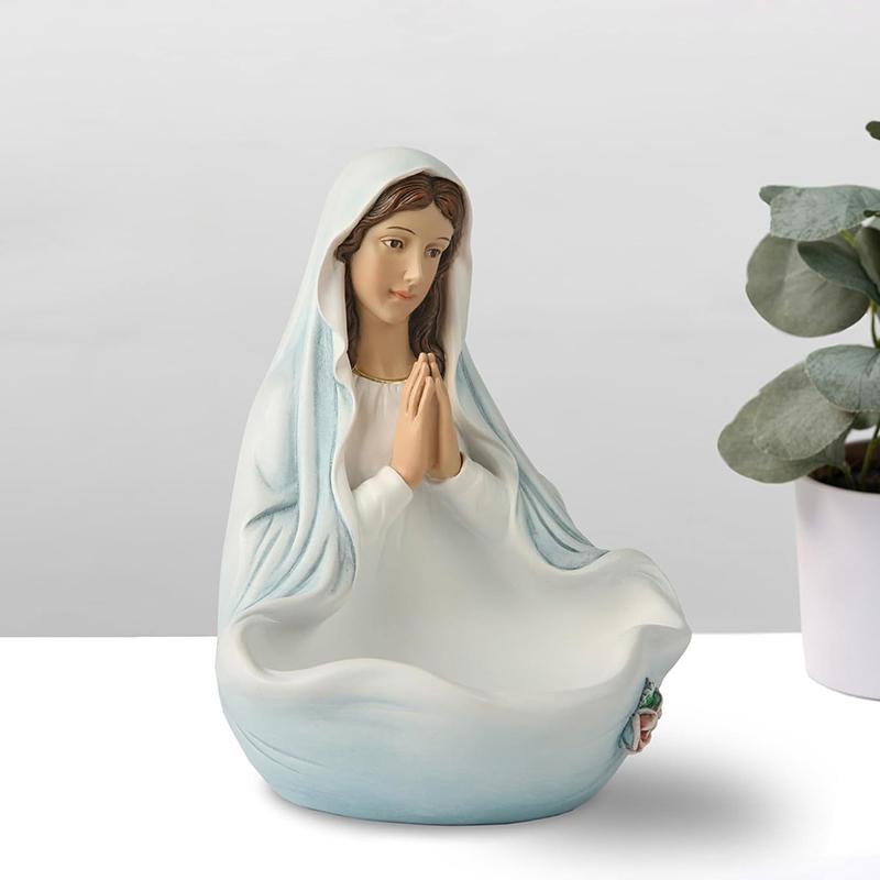 Our Lady Of Grace Statue Virgin Mary Keepsake Rosary Holder Resin Craft Desktop Ornaments Home Decor