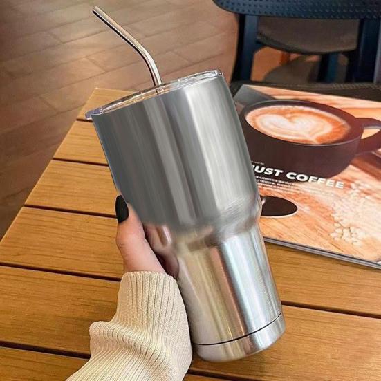 Stainless Steel Ice Cup 900ML Large Capacity Insulation Tumbler with Straw Car Coffee Cup for Hot Cold