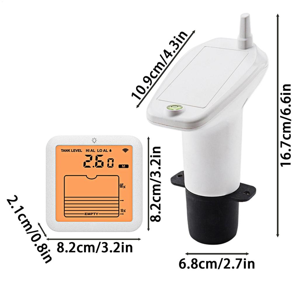 Water Tank Level Monitor Ultrasonic Water Level Indicator Multifunctional Detector Digital Display Meter for Tank Measurement