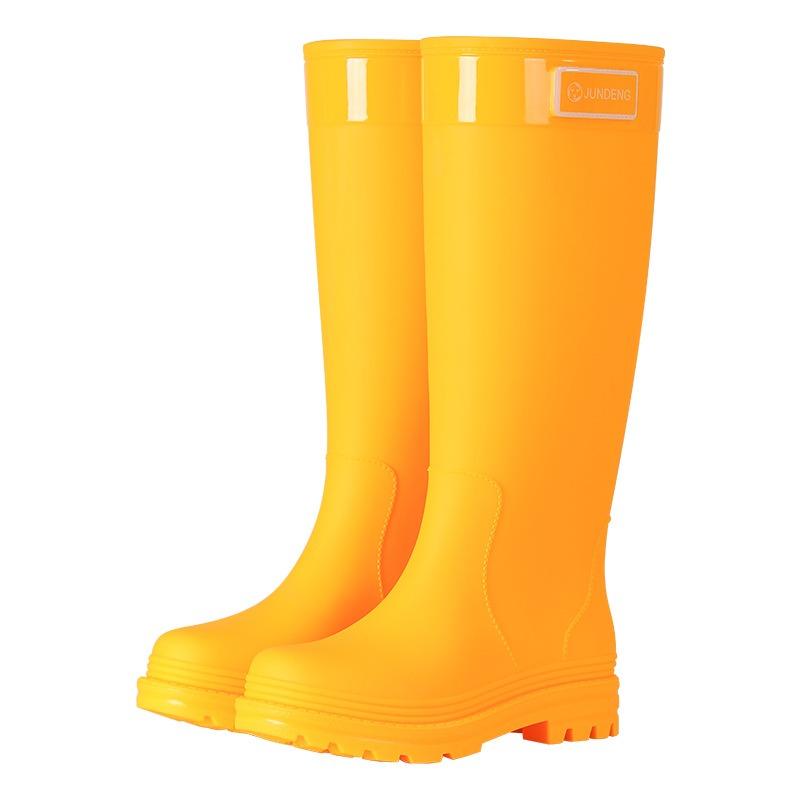 Extra high, awesome, light-colored rain boots "Mango yellow high rain shoes" hiking non-slip women's boots, creek protection launching boots