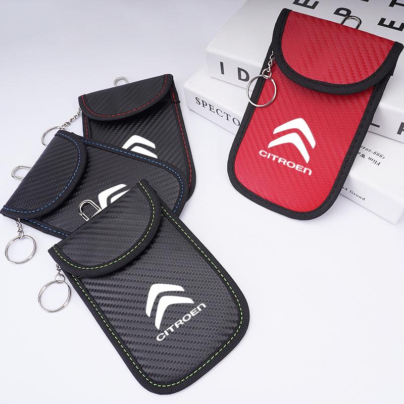Leather Car Key Case Signal Blocker Bag Shielding Pocket For Citroen C1 C2 C3 Grand C4 Picasso C4L VTS C-ELYSEE DS Accessories aje256