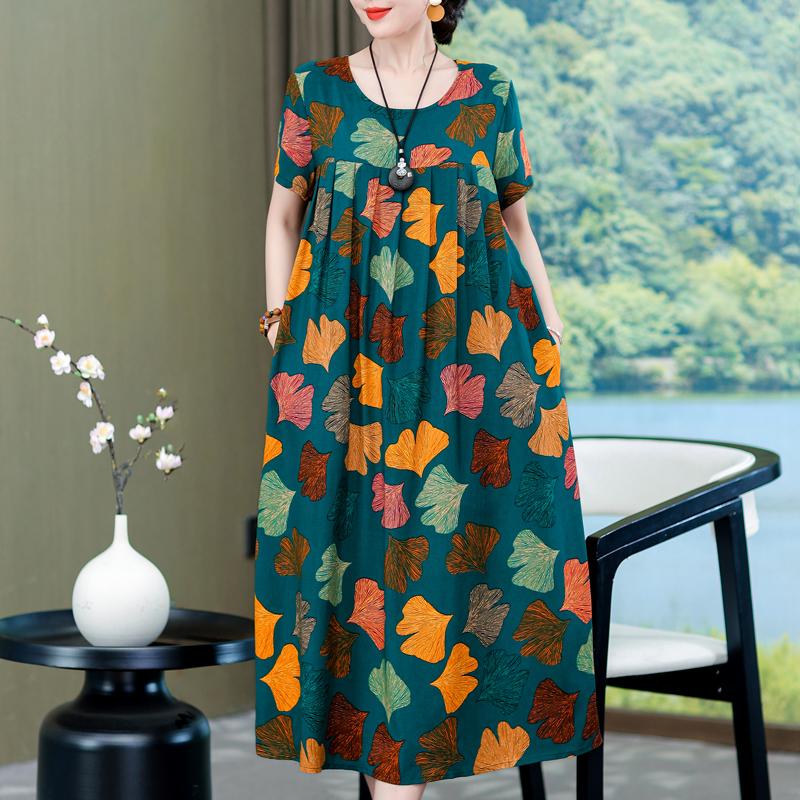 

Елегантні жіночі сукні великих розмірів. Повсякденна вільна вінтажна довга сукня з короткими рукавами 5XL