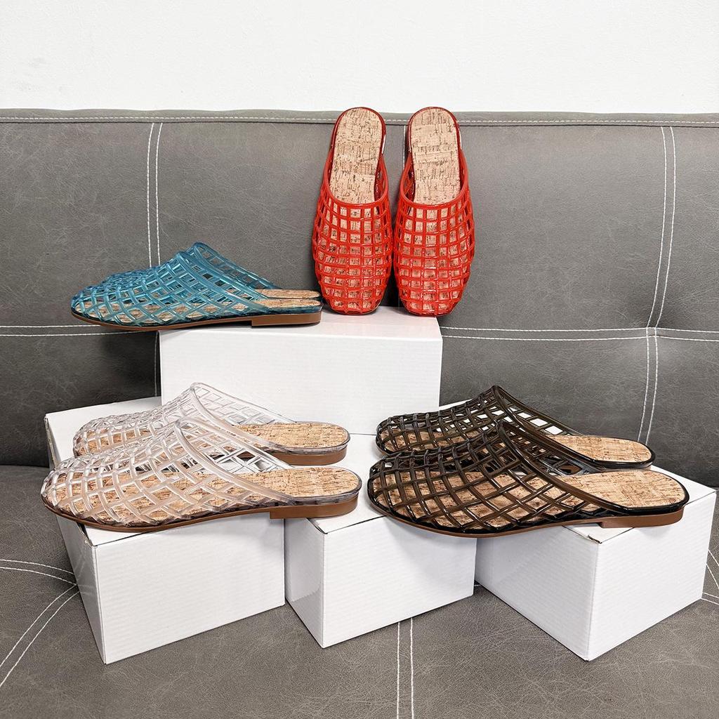 Transparent Mesh Half-Slippers: Women's Casual Korean Slip-On Sandals