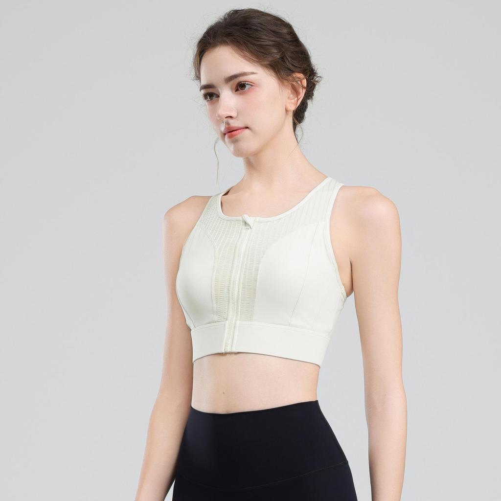 High-Intensity Quick-Dry Front Zip Sports Bra - Shockproof, Beauty Back Design for Women's Running & Yoga.
