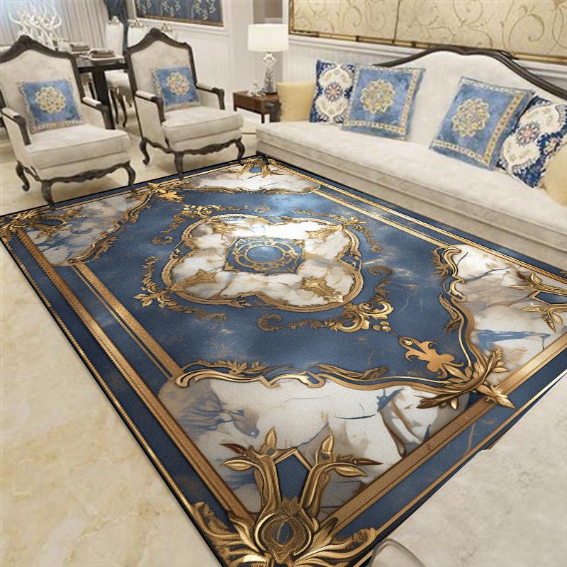 European Luxury Carpet for Living Room Decoration Home Sofa Coffee Table Rugs Non-slip Bedroom Bedside Lounge Floor Mat Washable