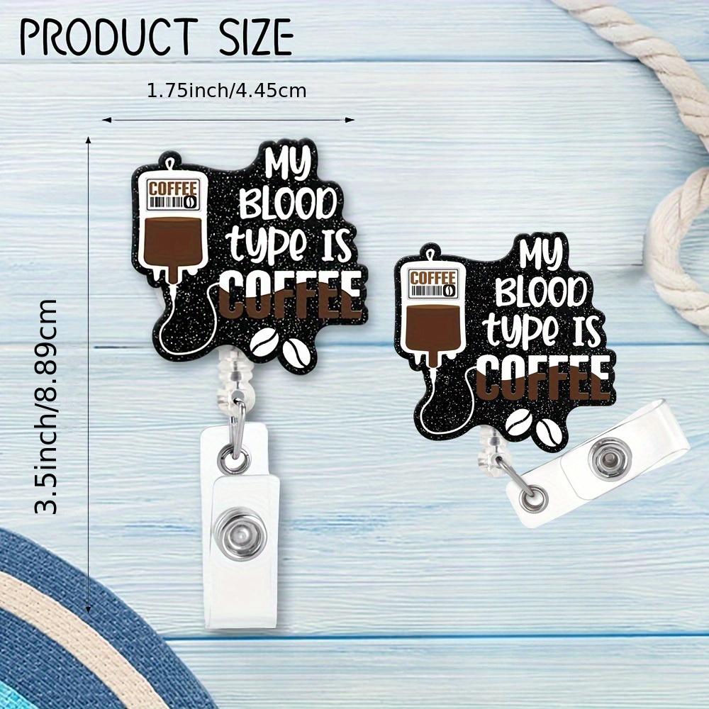 Min blodgrupp är kaffe ID-bricka med hajklämma. Gåva till medicinsk personal, lärare och kaffeälskare.