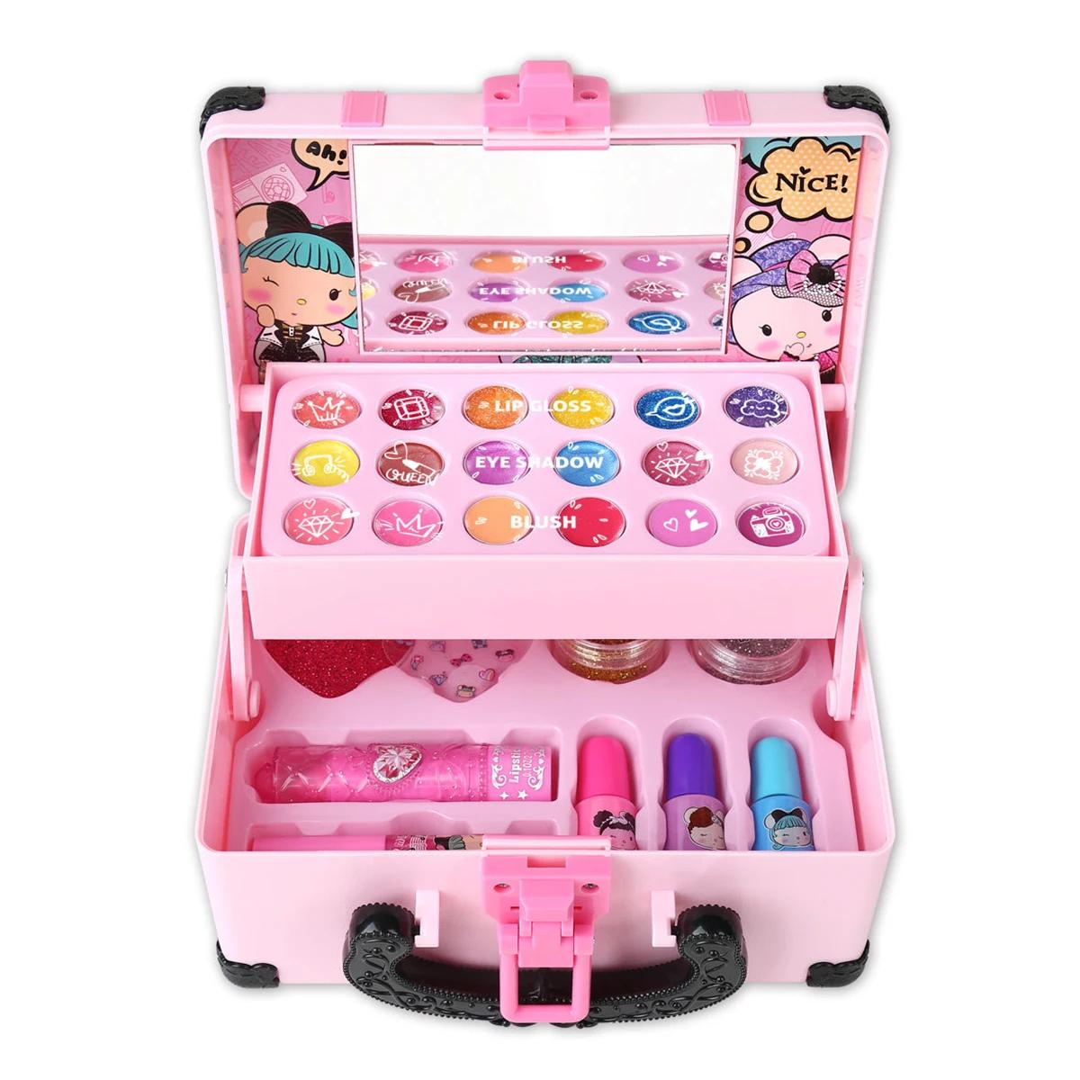 

Kids Makeup Plaything Kit Washable Beauty Set With Portable Cosmetic Box Princess Pretend Play Birthday Children S Day Present For Girls