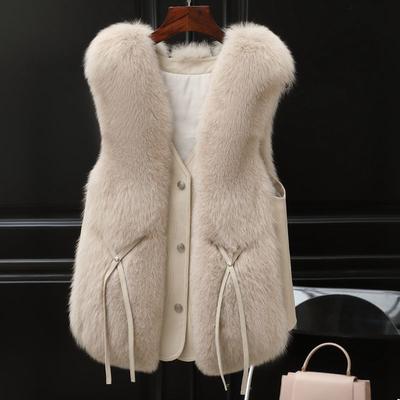 Modische Kunstpelz-Winterweste für Damen, kurz, warm, schmaler Mantel