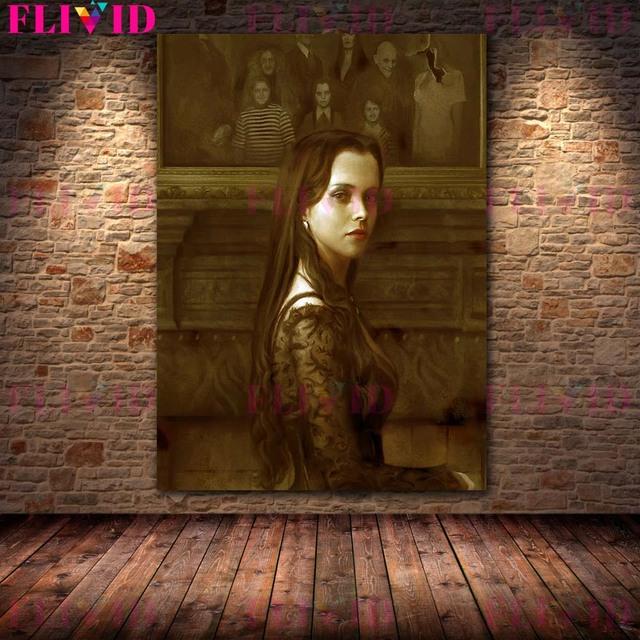 Terrible Gothic Girl Vintage Wall Art Oil Painting Pandora's Box Art Poster and Printed Little Witch Home Decoration