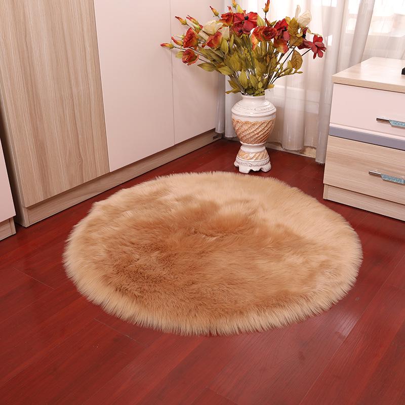 Nordic Round Faux Wool Rug for Bedroom or Living Room