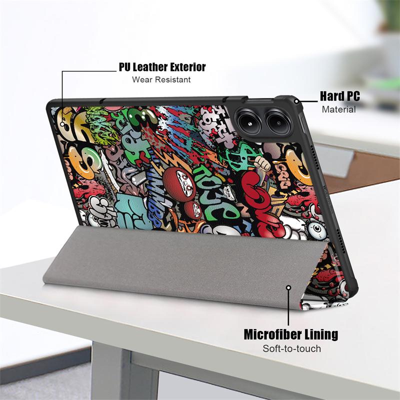 Tablethülle für Xiaomi Redmi Pad Pro 2024 Hülle Dreifach klappbare Standhülle Funda für Red Mi Pad Pro 12 1 12,1 Zoll Tablet mit automatischer Sleep-Abdeckung