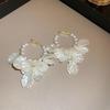 European and American pearl petal fringed earrings light luxury high-end stud earrings temperament versatile earrings design sense niche