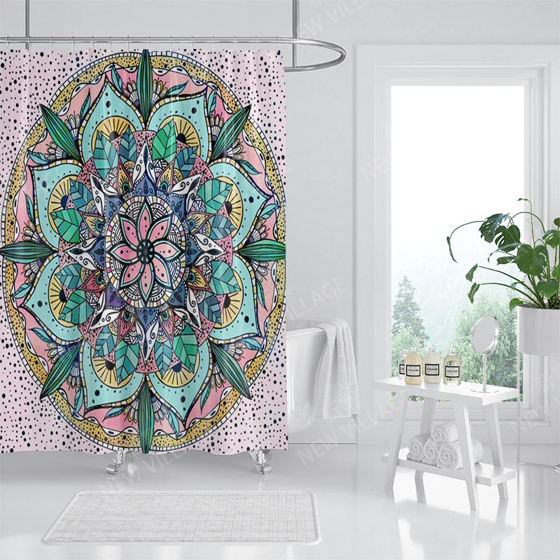Mandala Waterproof Fabric Shower Curtains Bathroom Curtain Accessories Bath Curtain 180x200cm 240*200cm Boho Decoration Vintage
