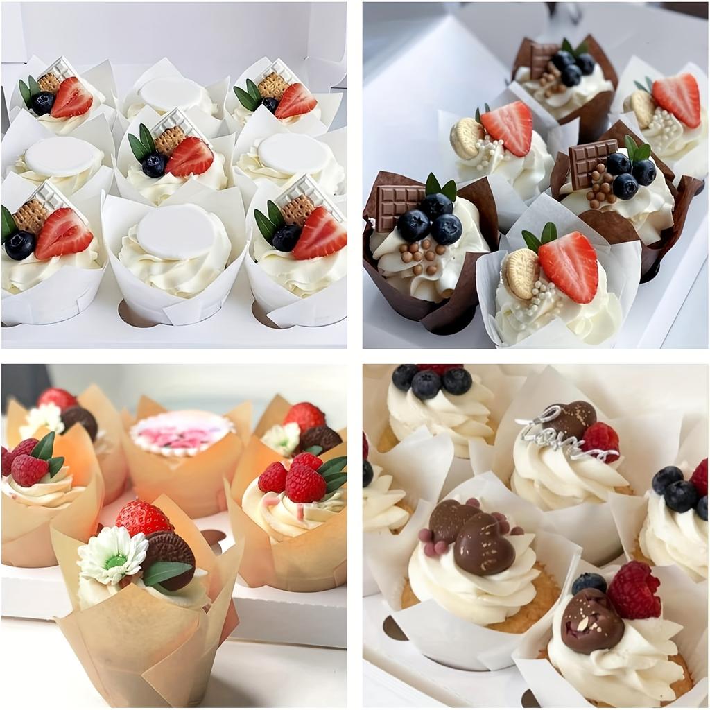 50pcs Tulip Muffin Cases Paper Cupcake Baking Cups Oilproof Cupcakes Liner Baking Muffin Box Cup Cake Decorating Tool Wrap Case