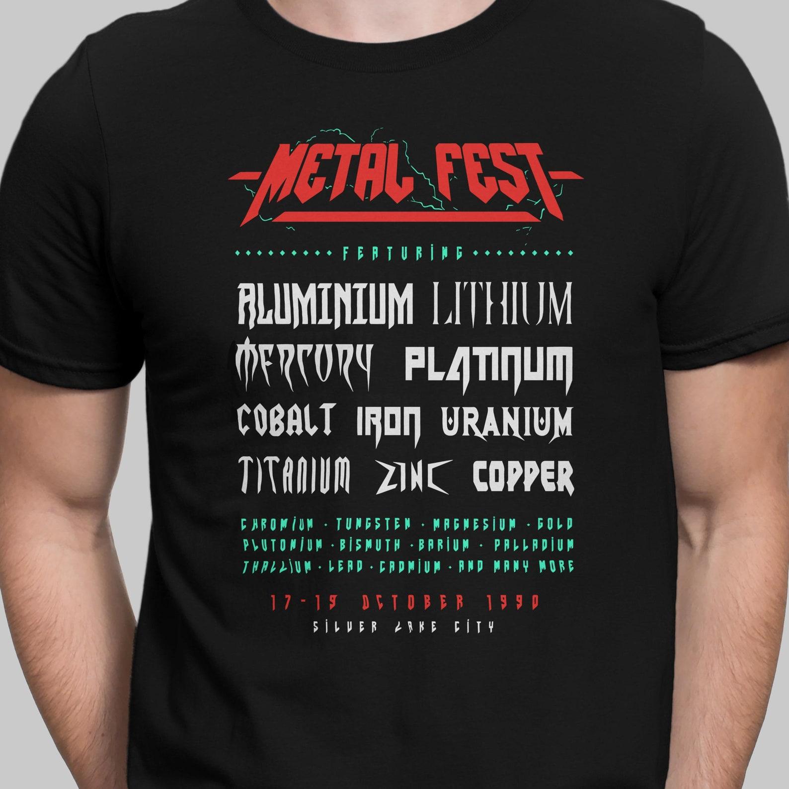 Metal Fest T-shirt men s music bands t-shirt heavy metal funny puns t-shirt rock t-shirt music festival science chemistry tee M