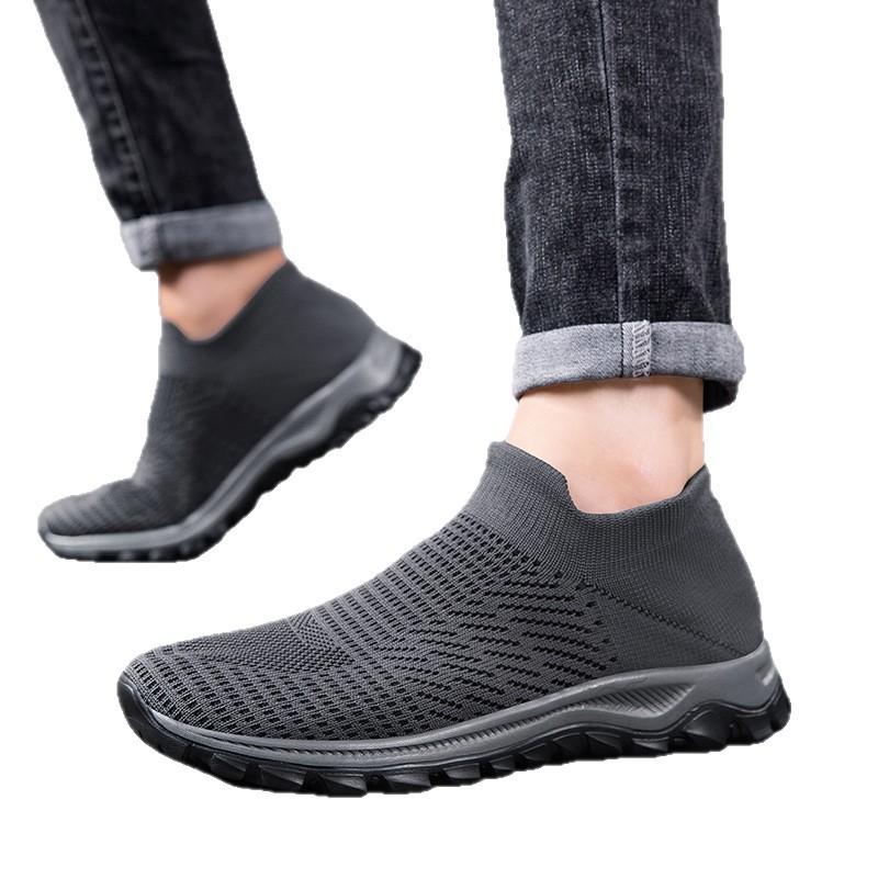Spring New Men's Shoes Casual Shoes Breathable Fly-woven Sports Shoes Lazy Shoes Men's Round Head Single Shoes