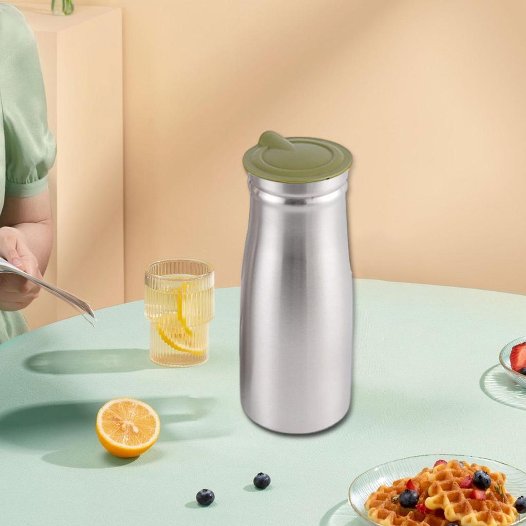 1.0 L Stainless Steel Iced Tea Juice Pitcher 3.3x9inch Sturdy Multipurpose for Restaurant with Lid
