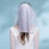 40cm Beautiful with Comb Net Yarn Bridal Veil Single Layer Ribbon Edge Short Veil Hair Accessories