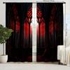 2pcs   New Fashion Curtain Retro Dusk Window View Digital Print Rod Pocket Curtain Home Decoration Living Room Decoration   Suitab
