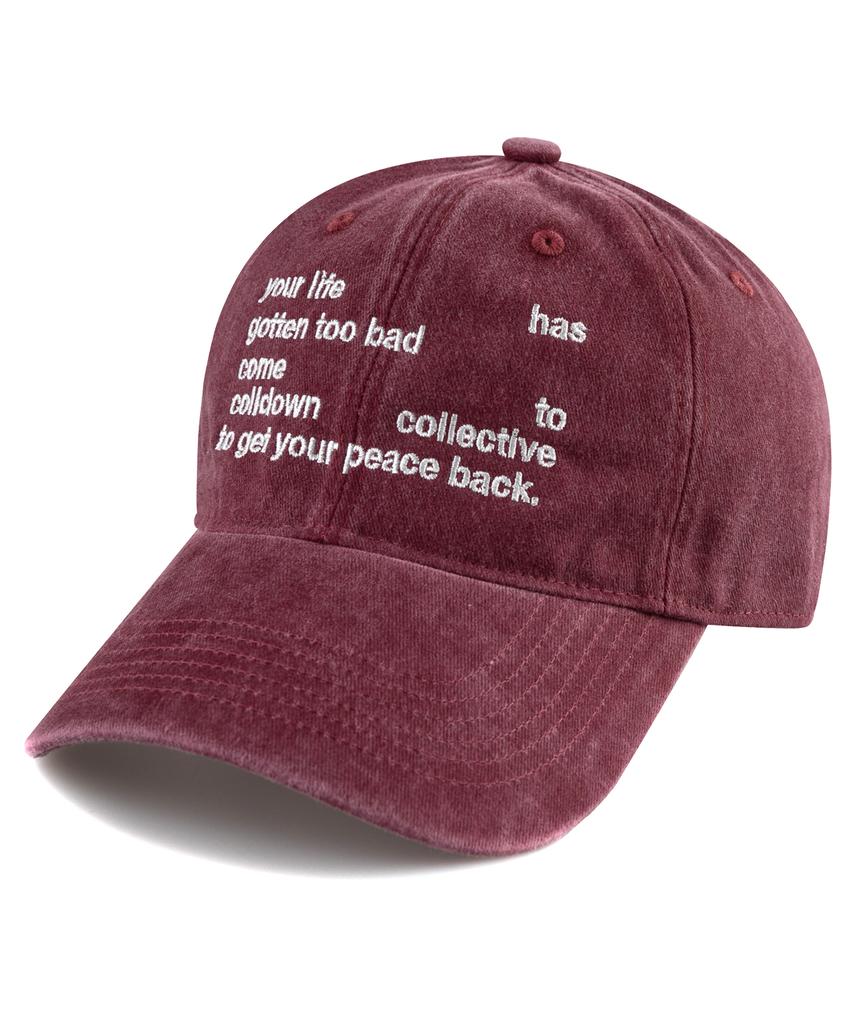 Bichiseuaenkeulim Your Life Stone-Washed Ball Cap-Burgundy