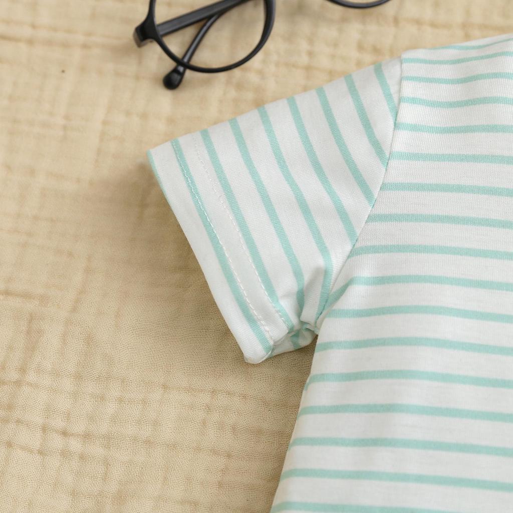 2026 Summer Baby Golf Outfit: Striped Short-Sleeve Bodysuit, Shorts & Hat Set