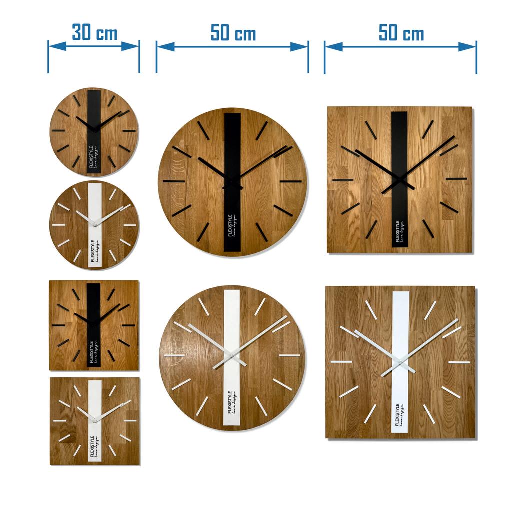 Wooden wall clock Oak Classic 30cm white