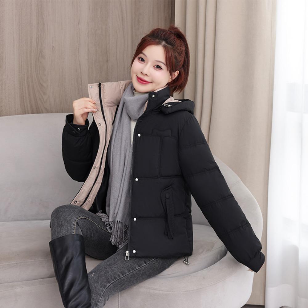 Solid color thickened down cotton clothes short fashion coat new winter 2025 cotton clothes loose small coat