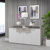 GULADA Ensemble meuble télé - buffet 170cm - table à manger 160cm - Contemporain - Blanc et décor chêne
