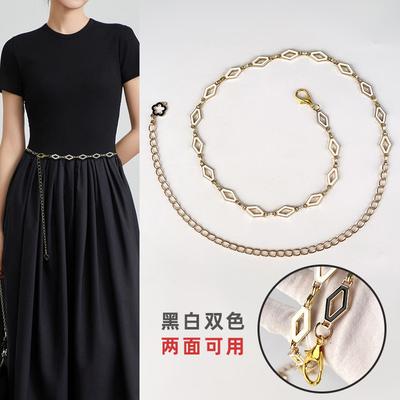 Women'S Metal Waist Chain With Jeans Dress, Small Fragrant Wind Belt, Four-Leaf Clover Hollow Plum Blossom Chain
