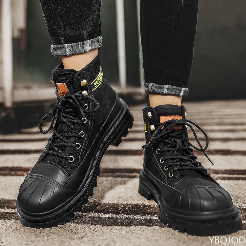 Fashionable Versatile Work Boots Men Autumn Winter Canvas Men's Boots Casual Comfortable Flat Shoes