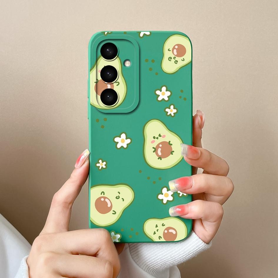 Shell For Samsung A05 A16 A56 A26 A36 F14 A05S S25 Plus Ultra Case Exquisite Avocado Durable Anti Slip Liquid Silicone Pretty Flower Cover For Samsung