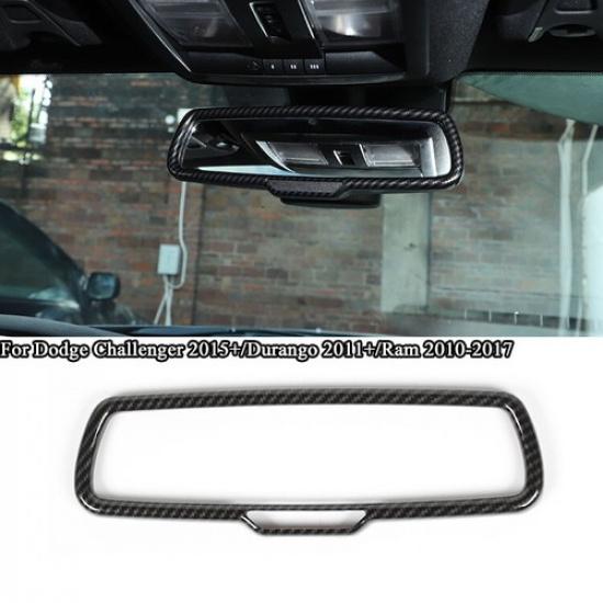 

For Durango 11+Ram10-17 Interior RearView Mirror Ring Bezel Trim Carbon Fiber