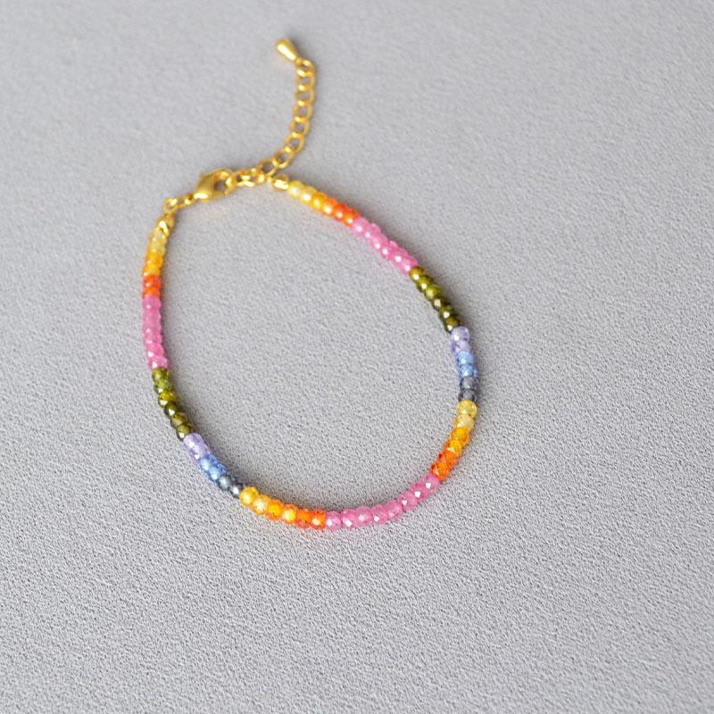 French Niche Design Elegant Shining Section Gradual Change Colored Gemstones Beaded Sweet Cute Temperament Necklace Bracelet