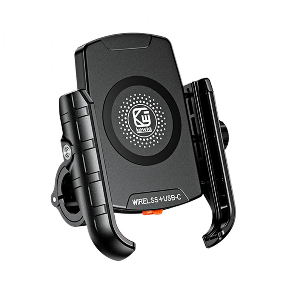 Motorcycle Phone Holder Wireless Cradle Charger Handlebar Mount For 4"-7" Phone