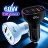 Car Charger 60W Usb C Fast Charger Pd30W Qc3.0 Dual Port Adapter Quick Charge 3A For Mobile Phones Tablets