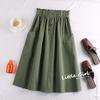 Spring/Summer 2025 Elegant Elastic Waist A-Line Button Skirt for Women