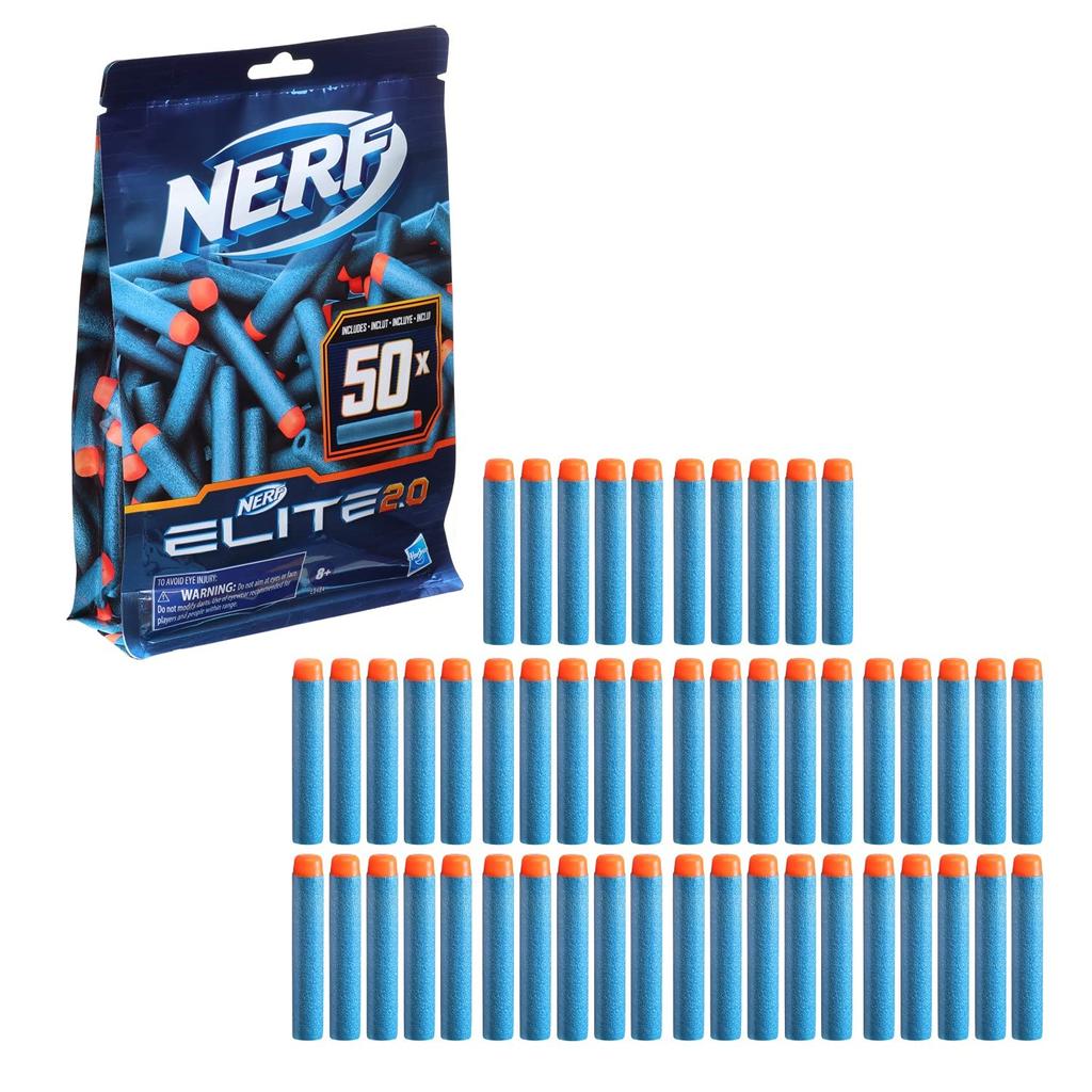 Hasbro Nerf Elite Dart 50 Foam Compatible with Nerf Blasters Using Elite Authentic 2.0 Refill, Darts, Darts, E9484,