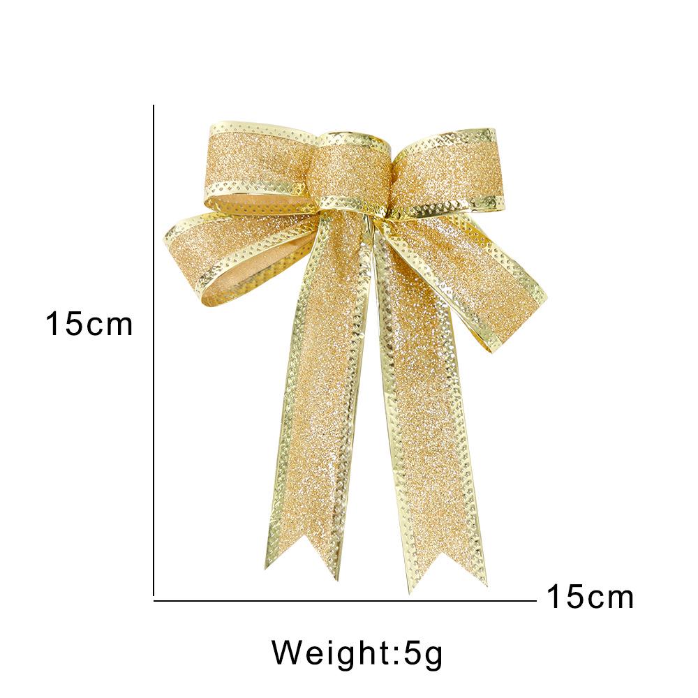 15CM Red, Silver & Gold Glitter Christmas Bow Ornament