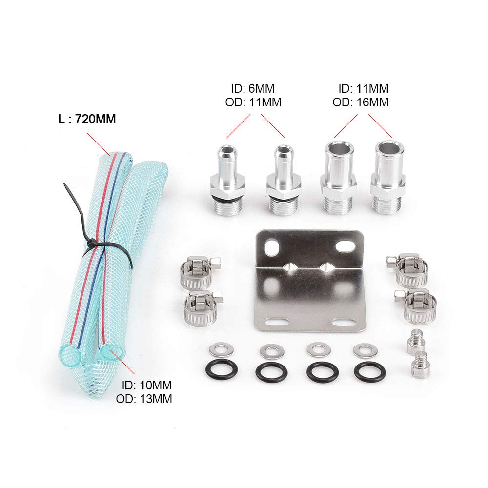 ZS Catch Tank, Aluminum, Cylindrical Type, Aluminum with Hose, Universal Use, For Automobiles and Motorcycles (Silver 2)