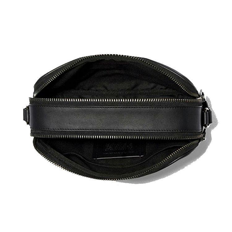 Coach Graham 23 Metallic Logo Iconic Pendant Color Block Leather Camera Bag Men Shoulder Bag Black Khaki Brown 50715-QBTN2