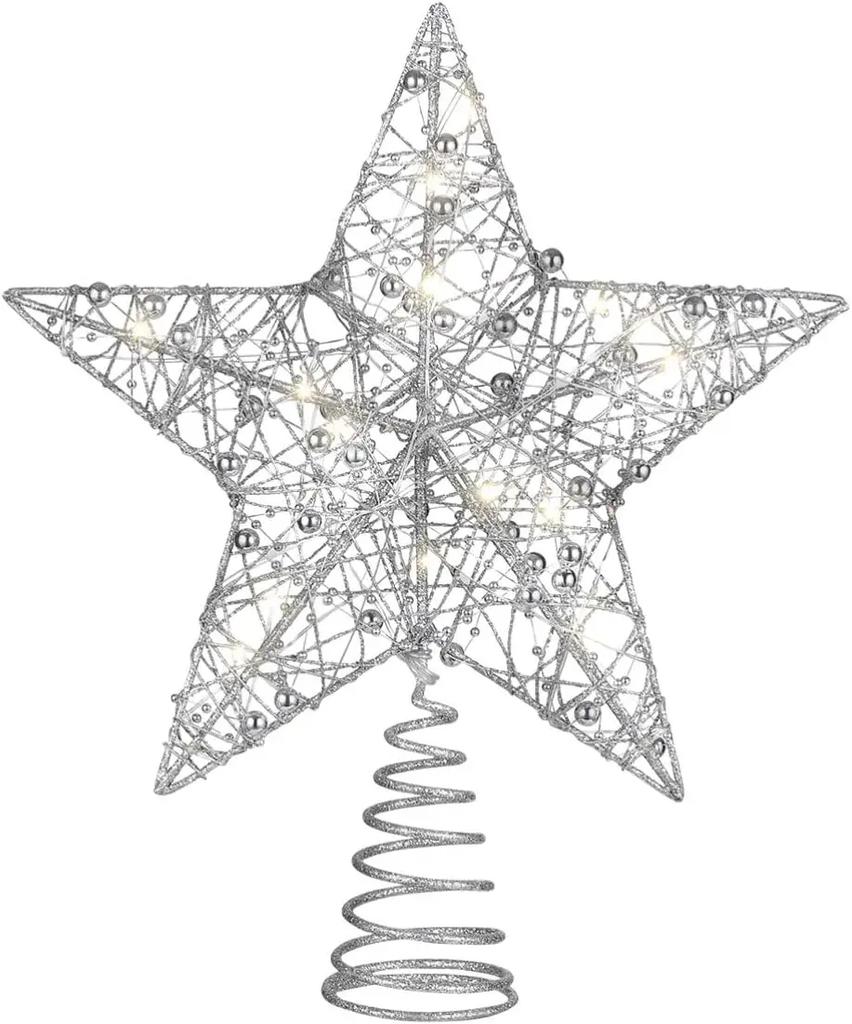 LED Christmas Tree Topper Star Lights Battery Powered Living Room Garden Party Decoration New Year 2025 Christmas Tree Lights