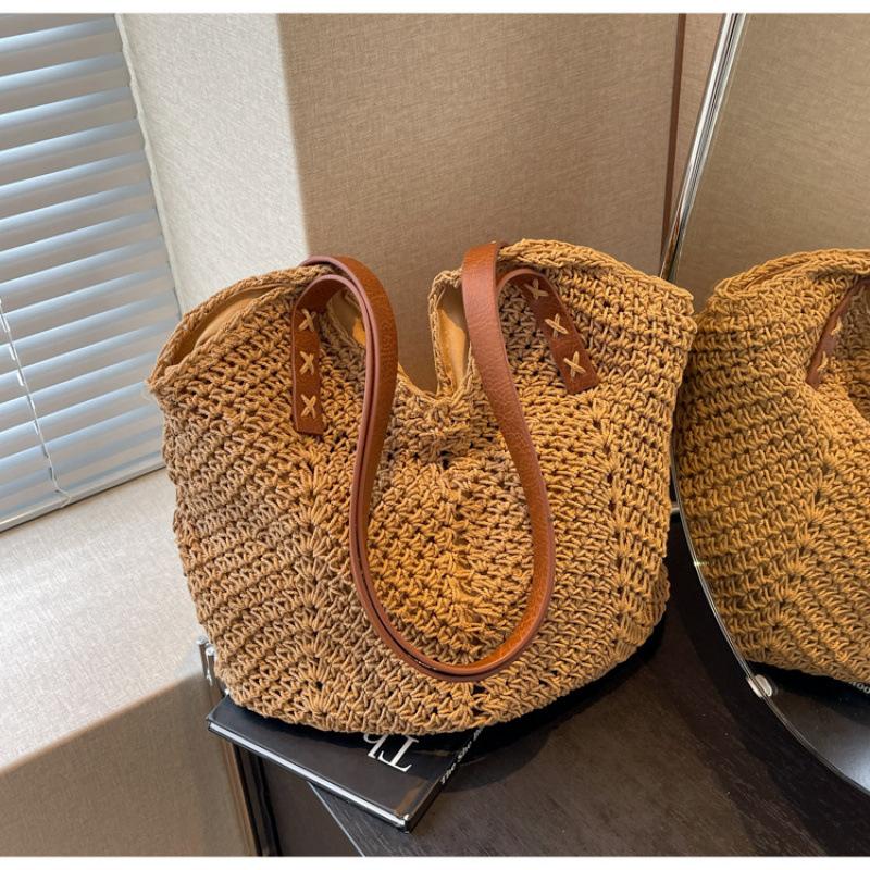 Vacation Style Simple Hand-crocheted Woven Bag Vacation Shoulder Woven Bag Vintage Versatile Beach Bag Women's Bag