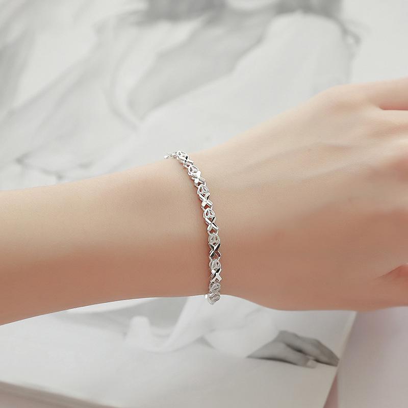 Korean Style Sterling Silver Crystal Beaded Bracelet for Women - Simple, Personalized Gift for Girlfriend or Bestie