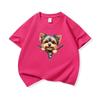 Kids Cotton T Shirt Sweet Yorkshire Terrier Dog Zipper Print Crew Neck Short Sleeve Tee Casual Breathable Boys Girls Summer Tops