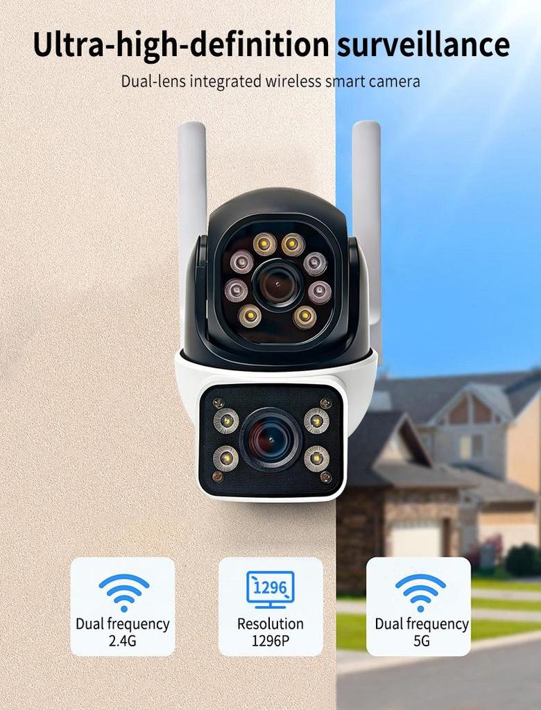 Outdoor Dual-Lens Night Vision HD Security Camera
