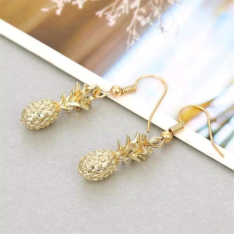 Fruit Pineapple Alloy Drop Earrings Vintage Gold Color Pendant Earrings for Women Party Charm Jewelry Accessories