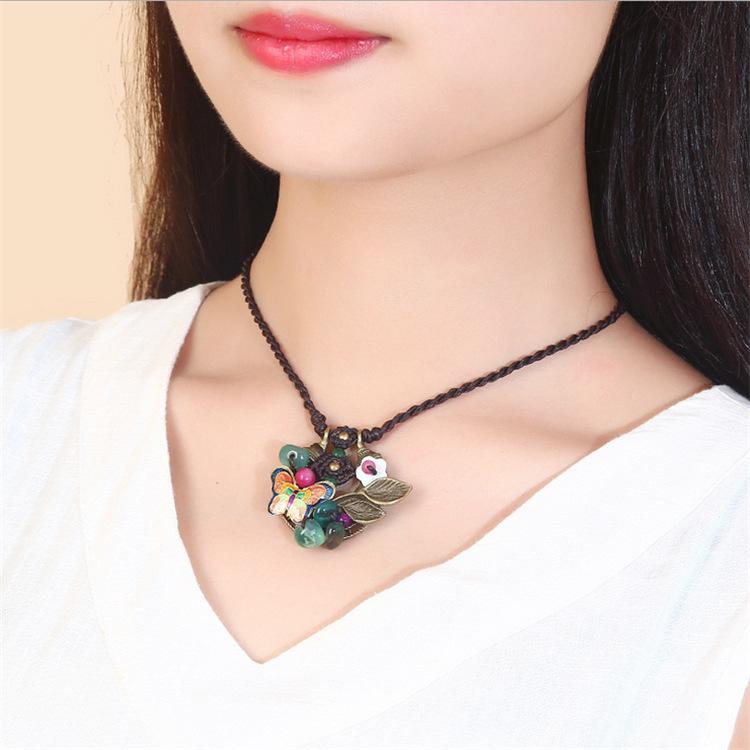 

Original handmade ethnic style agate short necklace femininity retro versatile collarbone chain simple classical accessories