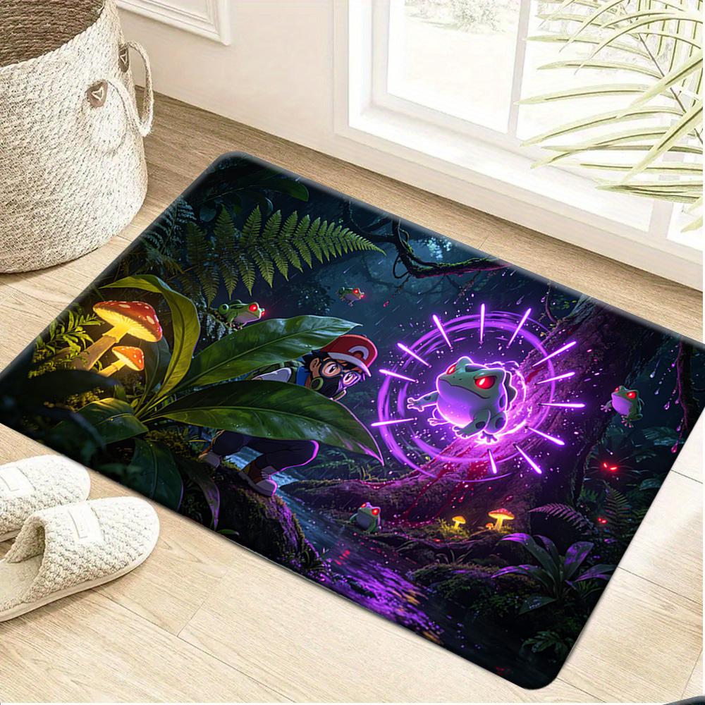 Pokemon Gengar Starry Night Sky Print Non-Slip Doormat, Absorbent Floor Mat for Home Decor