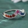Women's Elegant Simple Design Multicolor Synthetic Zirconia Irregular Ring Fashion Sparkling Party Festival Jewelry Accessories